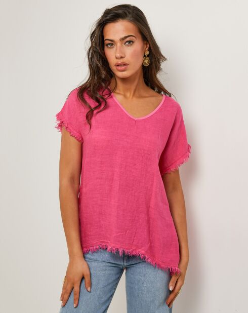 Axel fuchsia top van 100% linnen