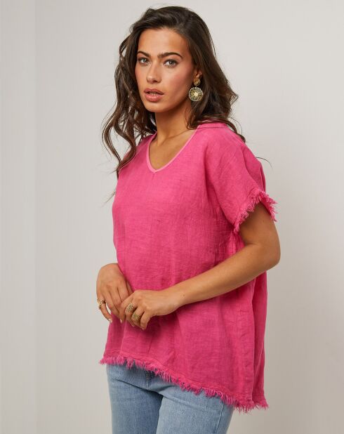 Axel fuchsia top van 100% linnen