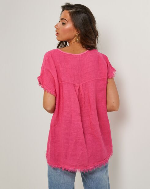 Axel fuchsia top van 100% linnen