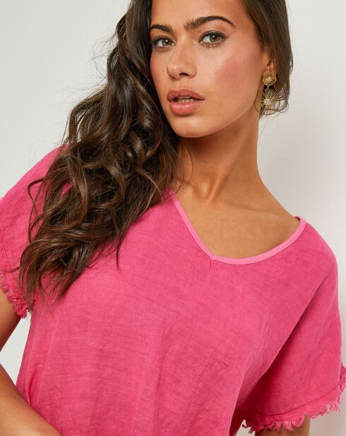 Axel fuchsia top van 100% linnen