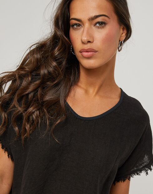 Axel zwarte top van 100% linnen