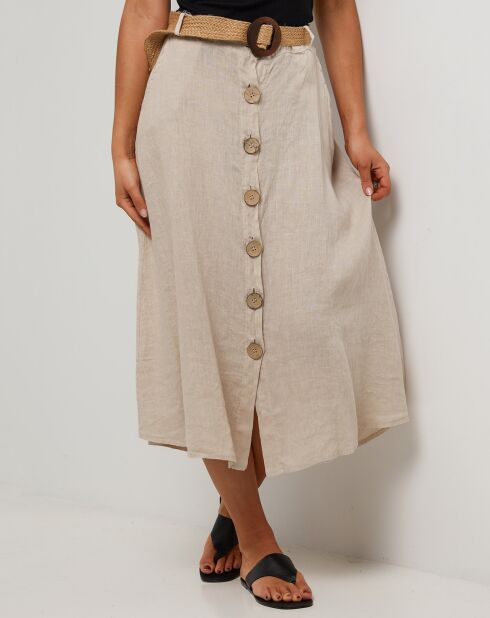Jupe Longue 100% Lin Eva beige