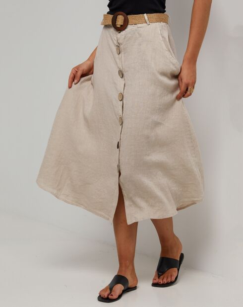 Jupe Longue 100% Lin Eva beige