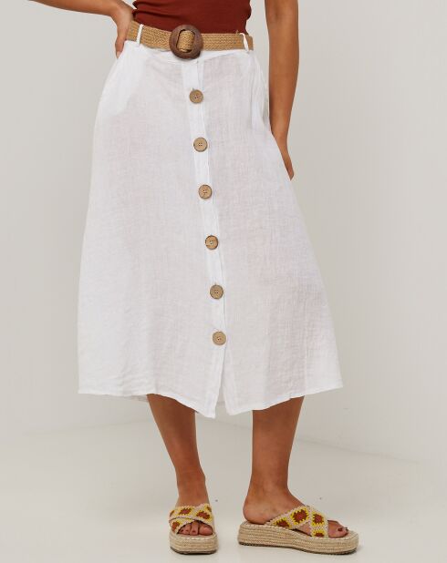Gonna lunga bianca Eva 100% lino