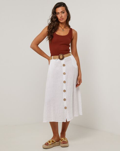 Gonna lunga bianca Eva 100% lino