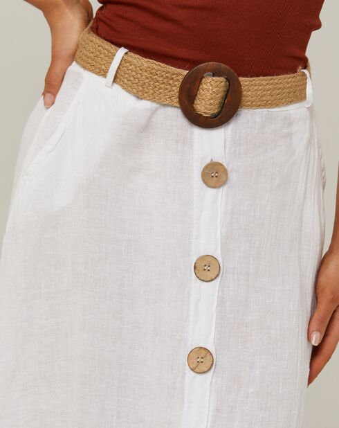 Gonna lunga bianca Eva 100% lino