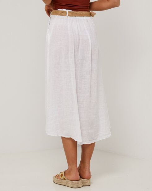Gonna lunga bianca Eva 100% lino