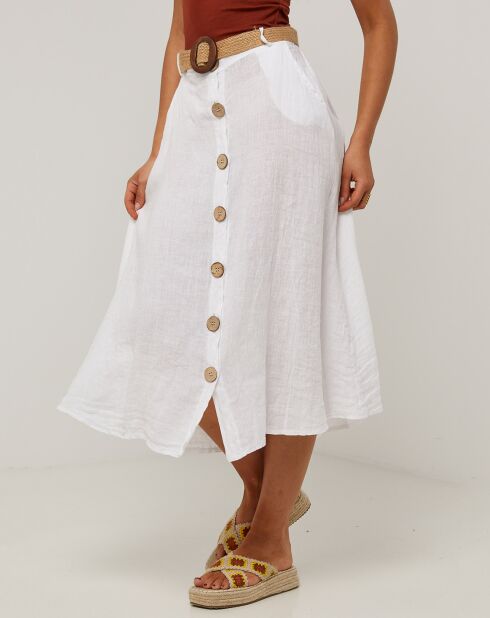 Gonna lunga bianca Eva 100% lino