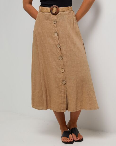 Jupe Longue 100% Lin Eva camel