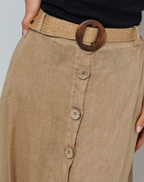 Eva camel Langer Rock aus 100% Leinen