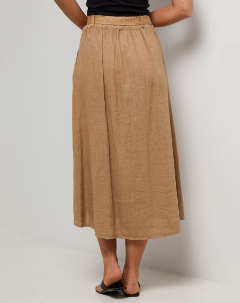 Jupe Longue 100% Lin Eva camel