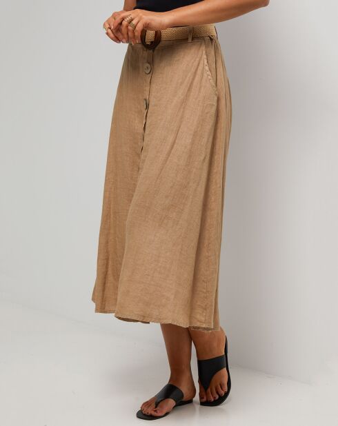 Jupe Longue 100% Lin Eva camel