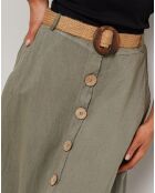 Jupe Longue 100% Lin Eva vert kaki