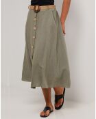 Jupe Longue 100% Lin Eva vert kaki