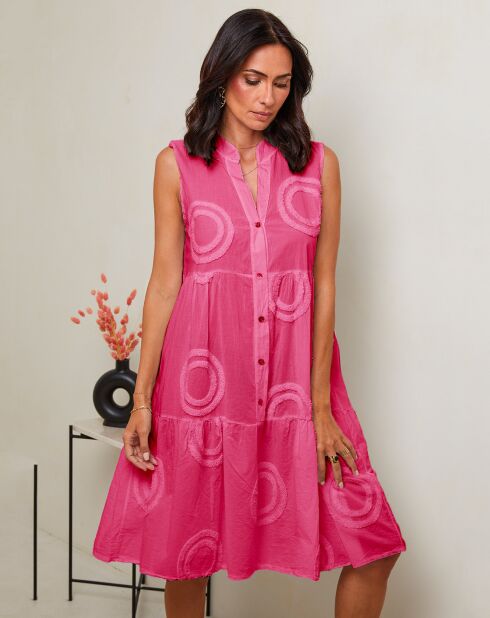 Fuchsia jurk van 100% linnen Coralie