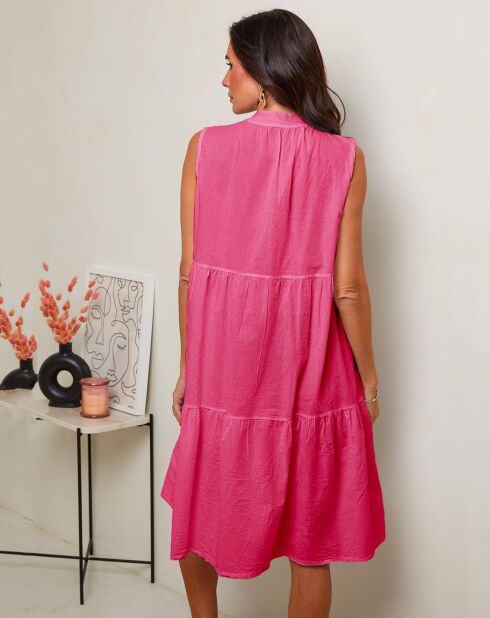Fuchsia jurk van 100% linnen Coralie