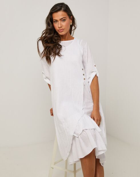 Robe 100% Lin Catherine blanche