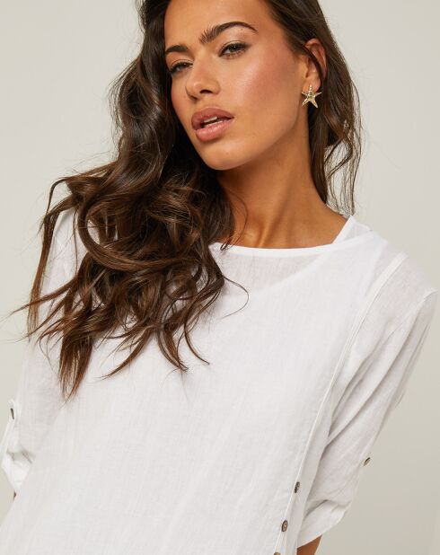 Robe 100% Lin Catherine blanche