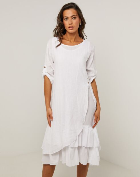 Robe 100% Lin Catherine blanche