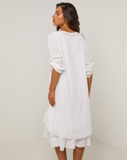 Robe 100% Lin Catherine blanche