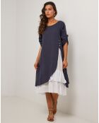 Robe 100% Lin Catherine bleu marine
