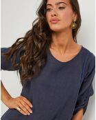Robe 100% Lin Catherine bleu marine