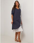Robe 100% Lin Catherine bleu marine