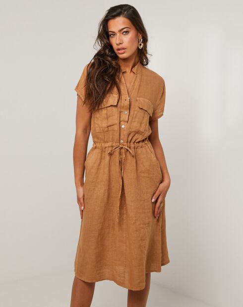 Robe 100% Lin Alix camel