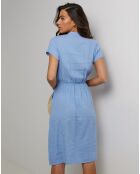 Robe 100% Lin Alix bleu indigo