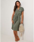 Robe 100% Lin Alix vert kaki