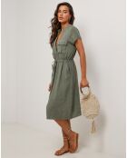 Robe 100% Lin Alix vert kaki