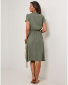 Robe 100% Lin Alix vert kaki