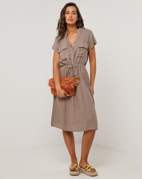 Abito Alix taupe 100% lino