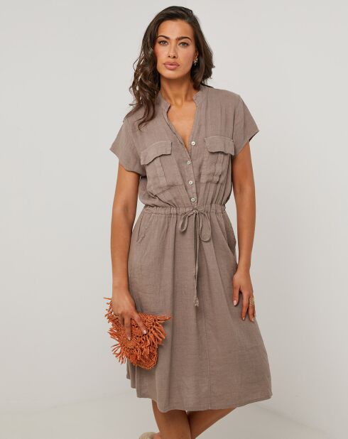 Robe 100% Lin Alix taupe