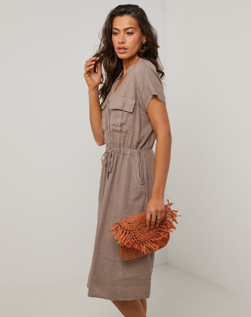 Abito Alix taupe 100% lino