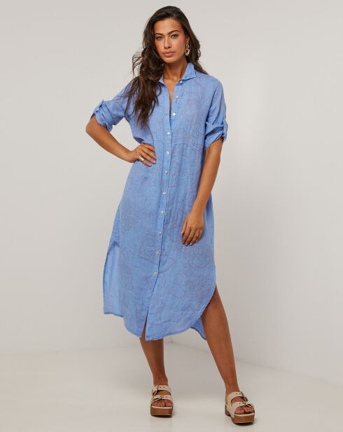 Robe 100% Lin Blia bleu azur