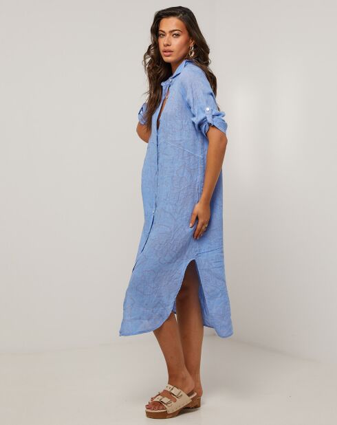 Robe 100% Lin Blia bleu azur