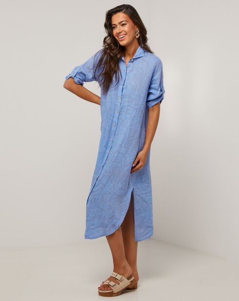 Robe 100% Lin Blia bleu azur