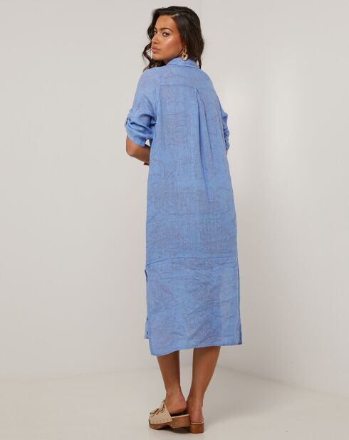 Robe 100% Lin Blia bleu azur