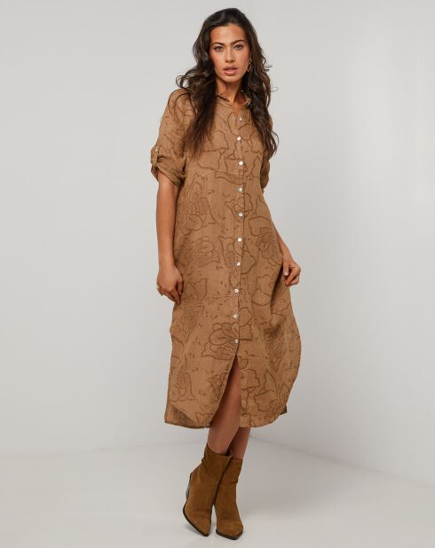 Robe 100% Lin Blia camel