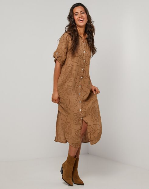 Robe 100% Lin Blia camel