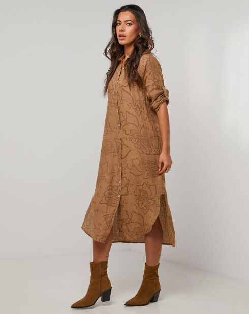 Robe 100% Lin Blia camel