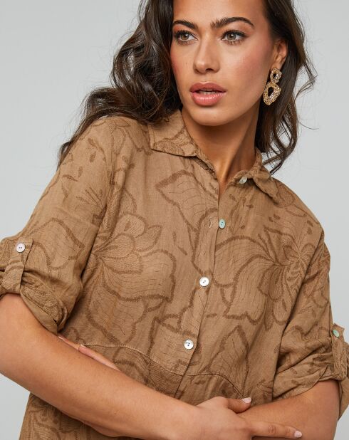 Robe 100% Lin Blia camel