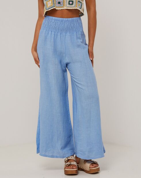 Pantalon 100% Lin Raphaëlle bleu indigo