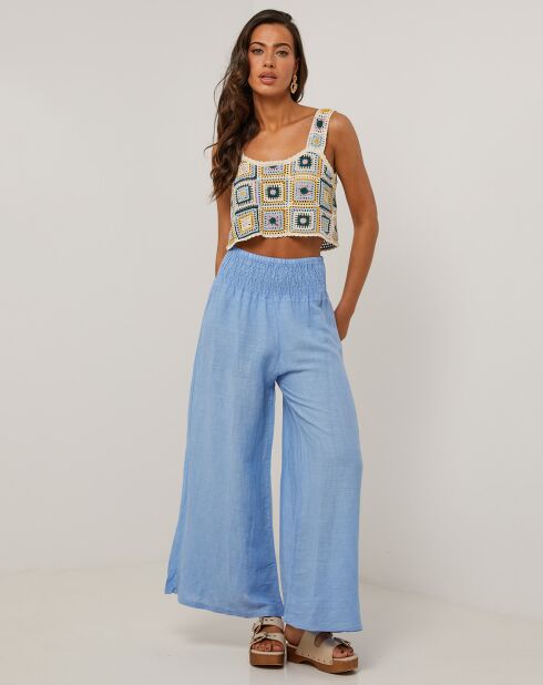 Pantalon 100% Lin Raphaëlle bleu indigo
