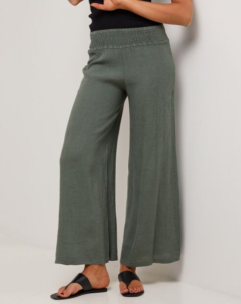 Pantalon 100% Lin Raphaëlle vert kaki