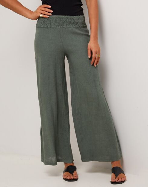 Pantalon 100% Lin Raphaëlle vert kaki