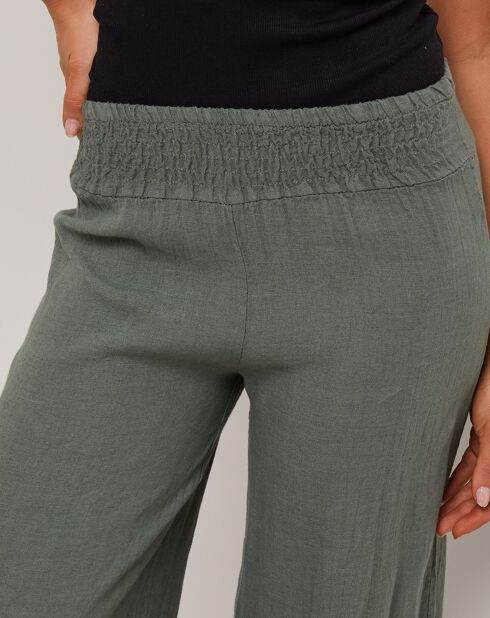 Pantalon 100% Lin Raphaëlle vert kaki