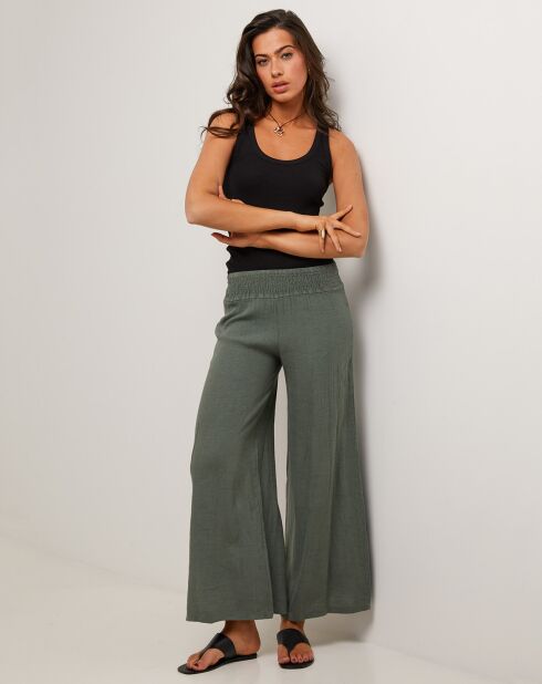 Pantalon 100% Lin Raphaëlle vert kaki