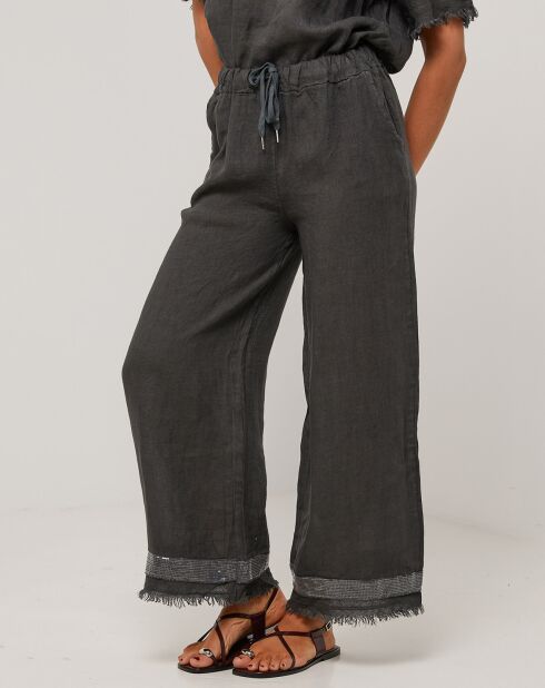 Laura zwarte broek van 100% linnen